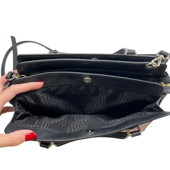 Kate Spade Laurel Way Reese Saffiano Leather Blush Pink Black Crossbody - Picture 9 of 16